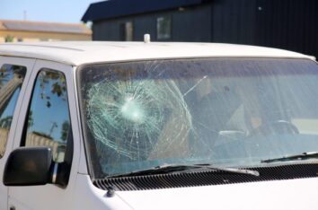 broken windshield on a car