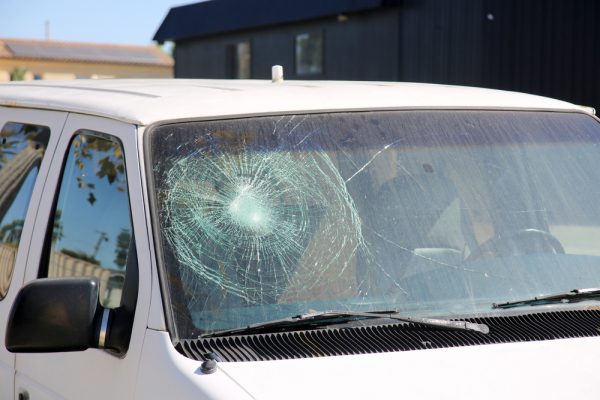 broken windshield on a car